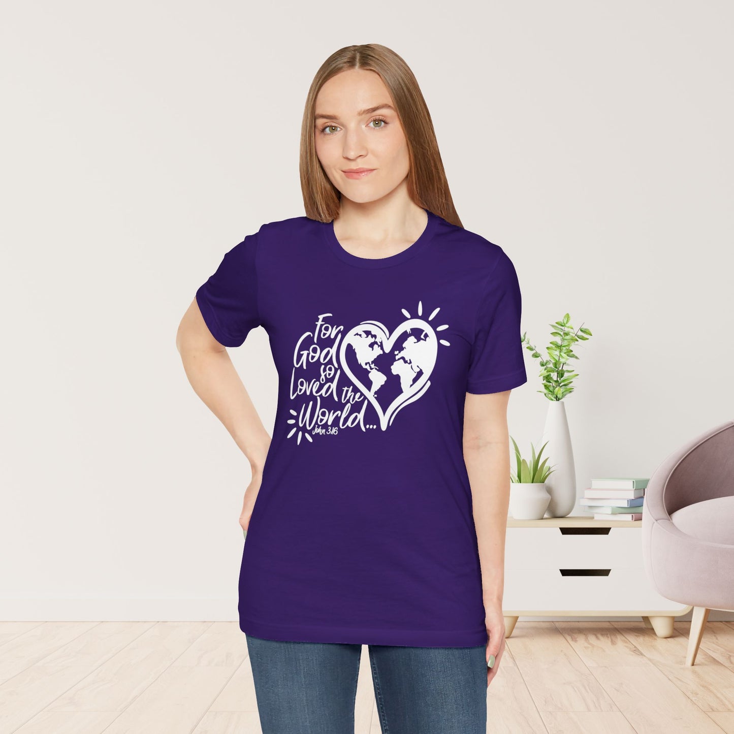 For God So Loved The World Soft Cotton Tee - John 3:16 Bible Verse Christian Tee