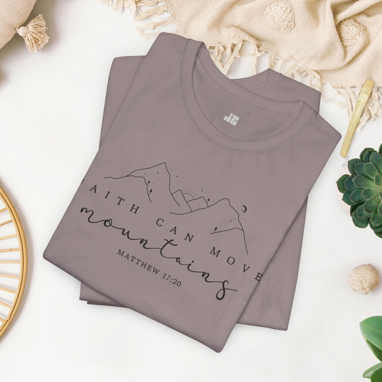 Faith Can Move Mountains Soft Cotton Tee - Matthew 17:20 Bible Verse Shirt