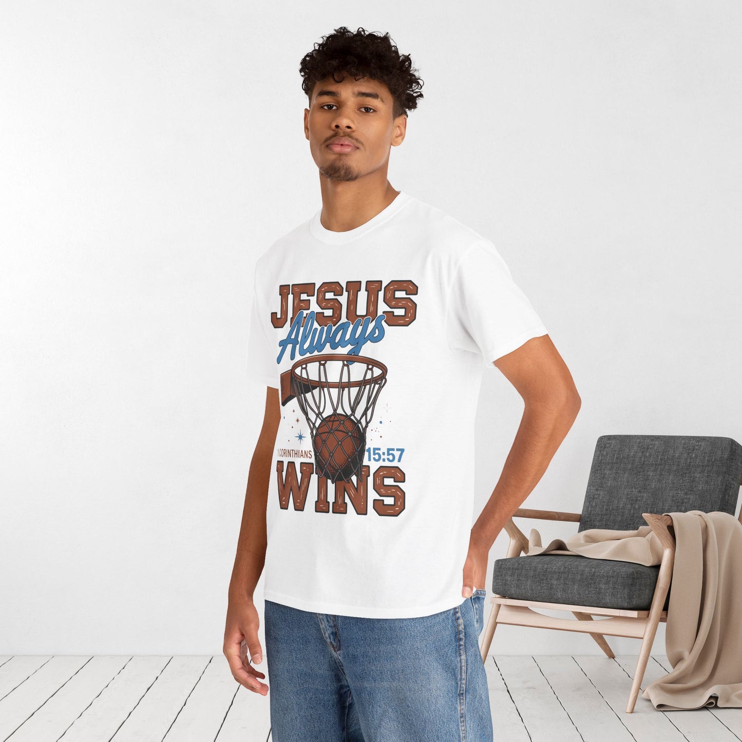 Jesus Always Wins Heavy Cotton Tee