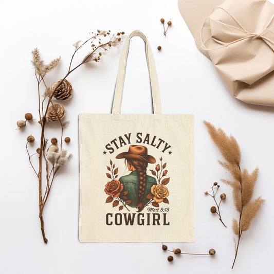 Stay Salty Cowgirl Canvas Tote Bag