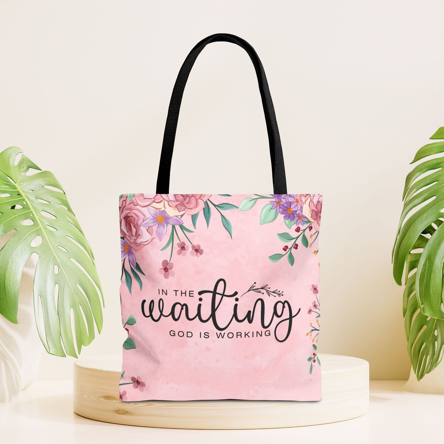 In The Waiting God is Working Tote Bag - Christian Tote Bag