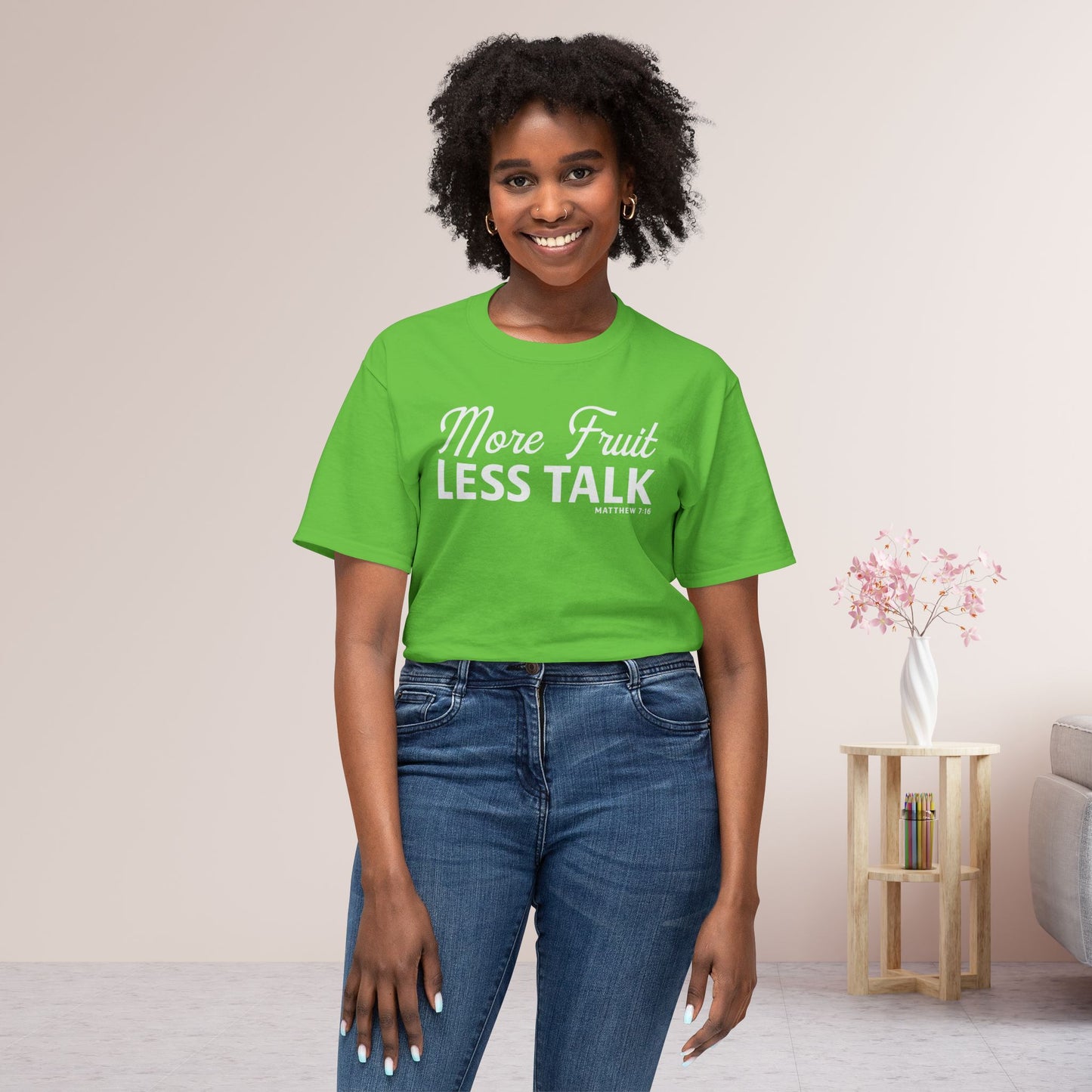 More Fruit, Less Talk Unisex HD Cotton Tee