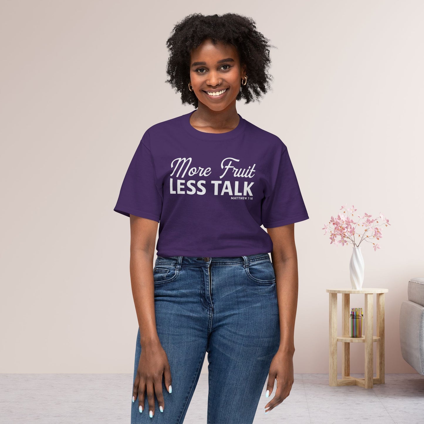 More Fruit, Less Talk Unisex HD Cotton Tee