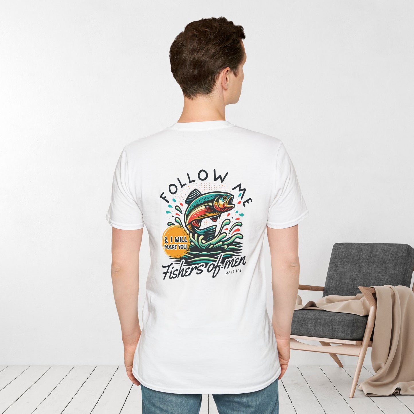 Follow Me Matthew 4:19 Men's Softstyle T-shirt