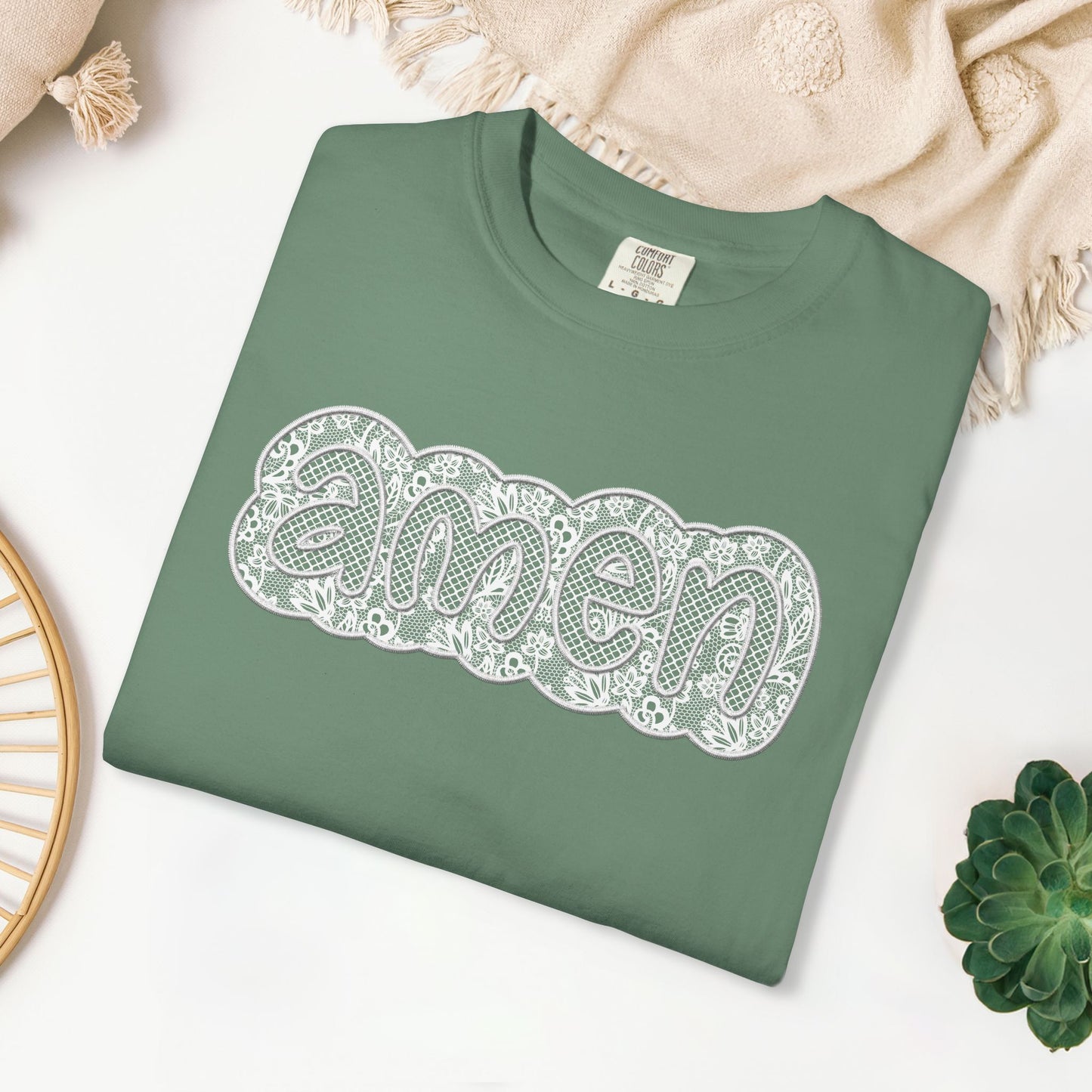 Amen Comfort Colors Shirt - Printed Lace Design