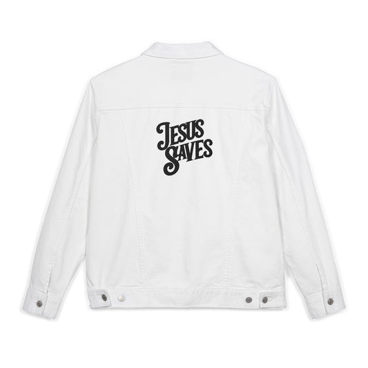 Embroidered Jesus Saves Unisex Denim Jacket