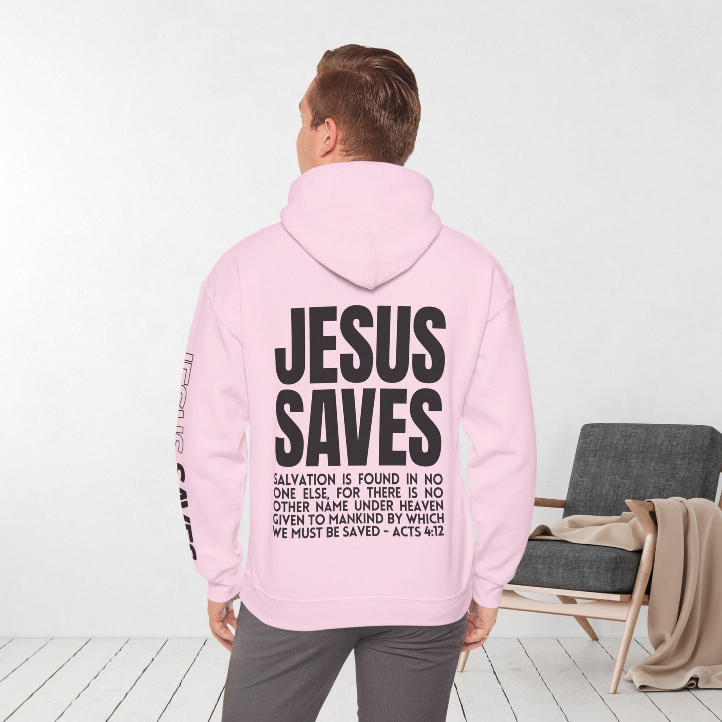 Jesus Saves Hoodie - Acts 4:12 Bible Verse Christian Hoodie