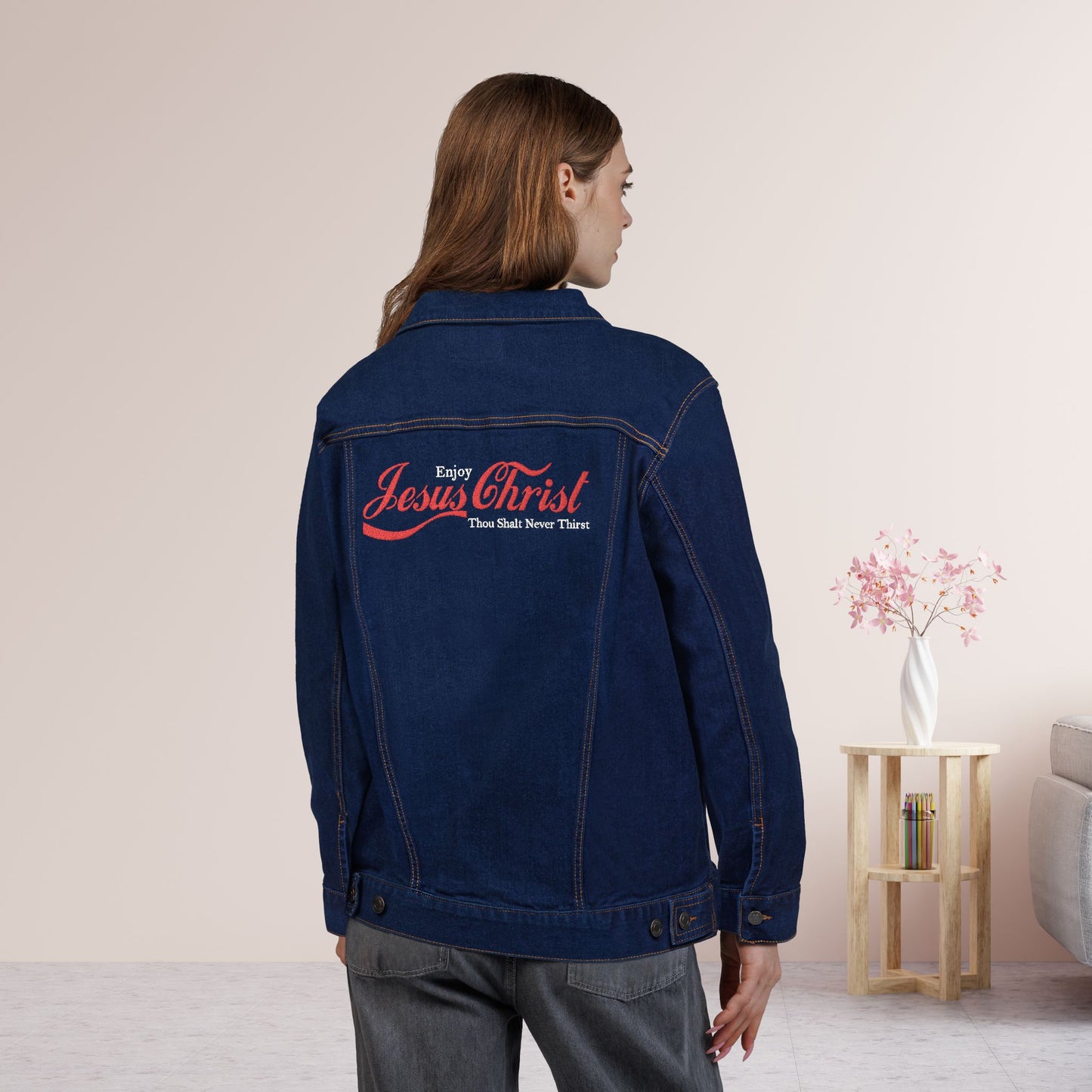 Embroidered Jesus Christ Unisex Denim Jacket