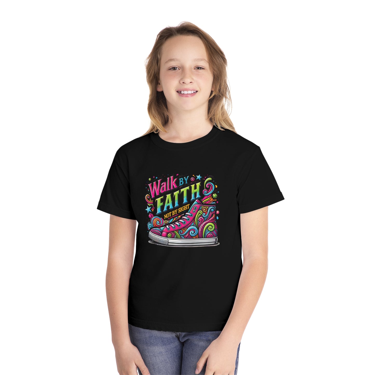 Walk by Faith Not by Sight Comfort Colors Youth Christian Tee - Youth Christmas Shirt