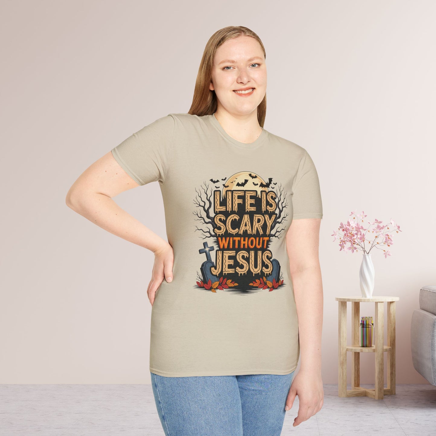 Life is Scary Without Jesus Softstyle T-shirt
