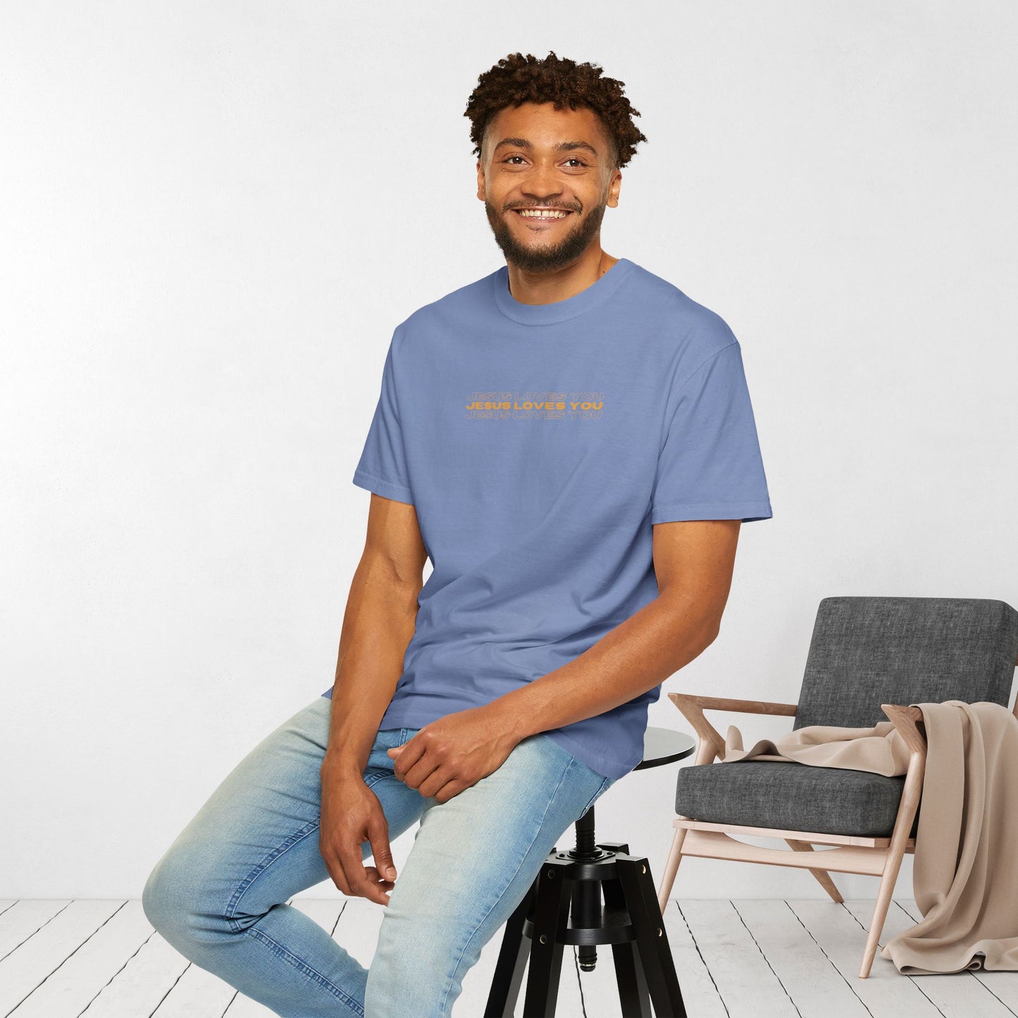 Comfort Colors Men's Jesus Loves You Bible Verse Shirt