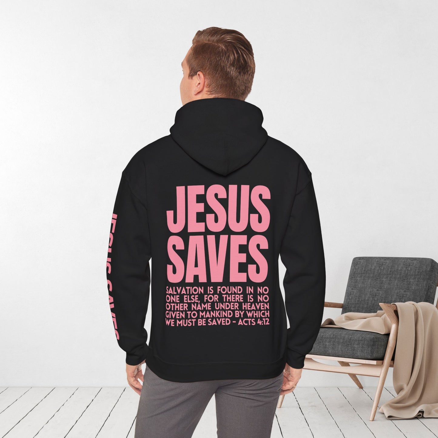 Unisex Jesus Saves Hoodie - Acts 4:12 Bible Verse Christian Hoodie