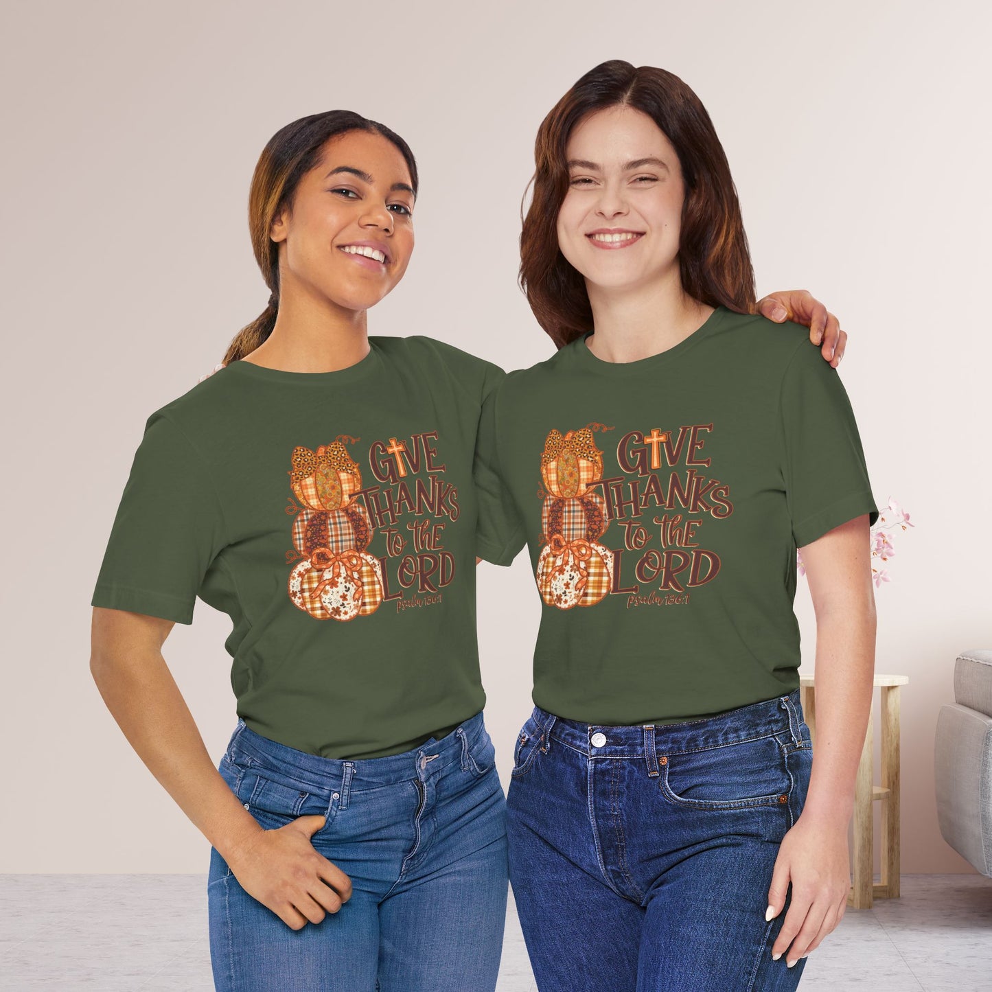 Give Thanks to The Lord Soft Cotton Tee - Fall Christian Tee