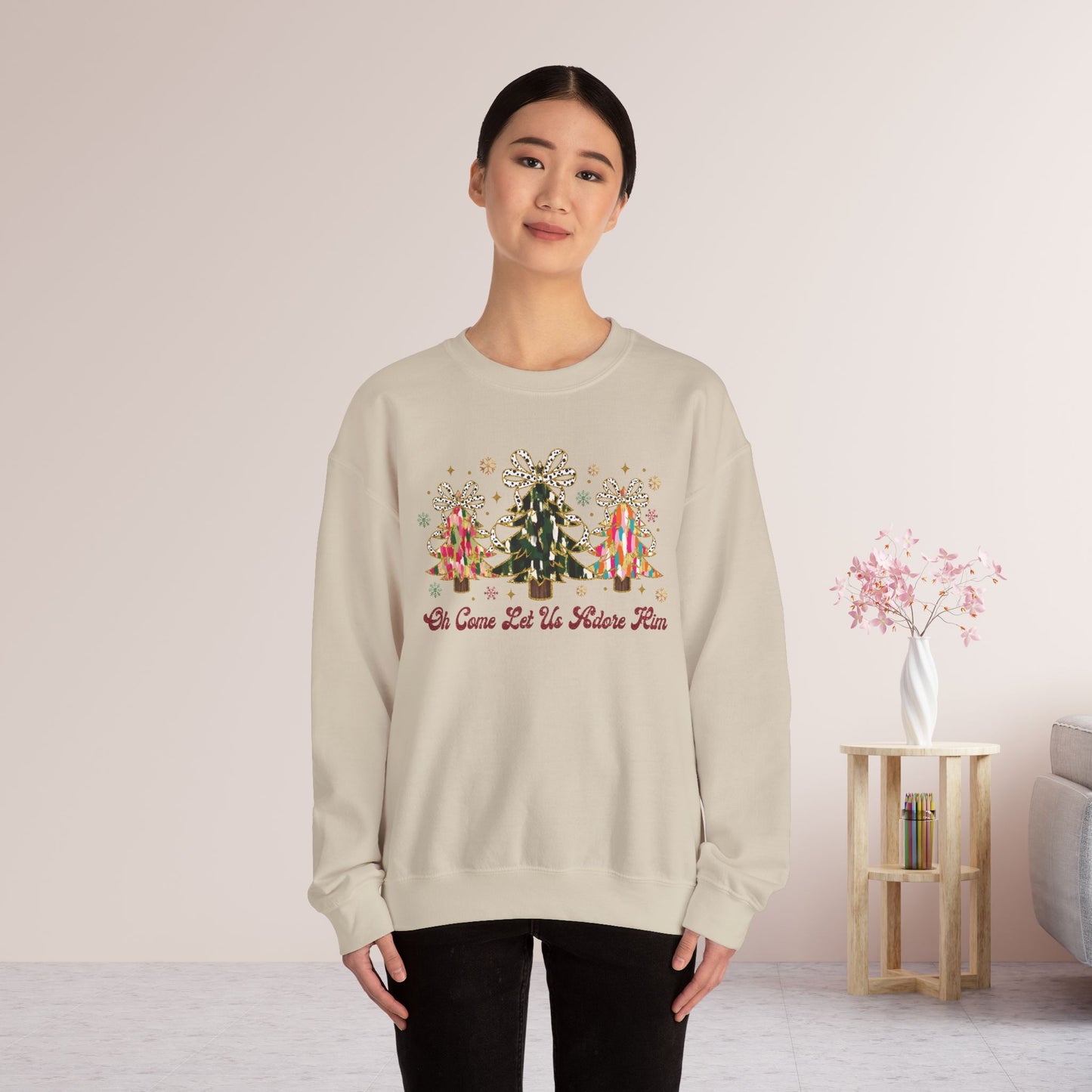 Oh Come Let Us Adore Him Christian Sweatshirt - Christian Pullover