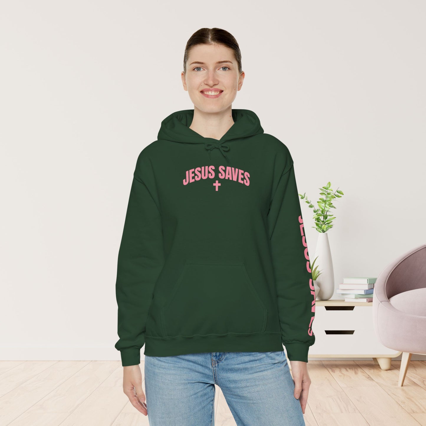 Unisex Jesus Saves Hoodie - Acts 4:12 Bible Verse Christian Hoodie