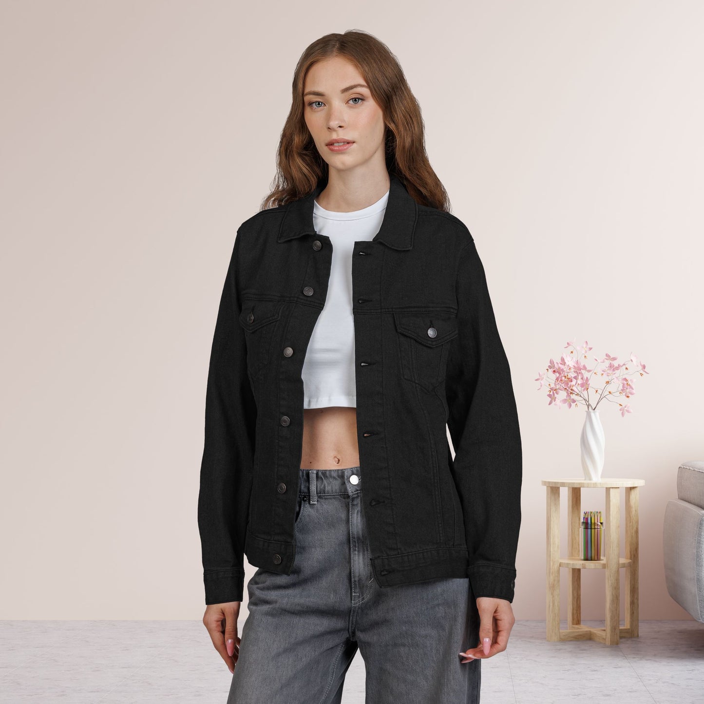 Embroidered Faith Can Move Mountains Unisex Denim Jacket