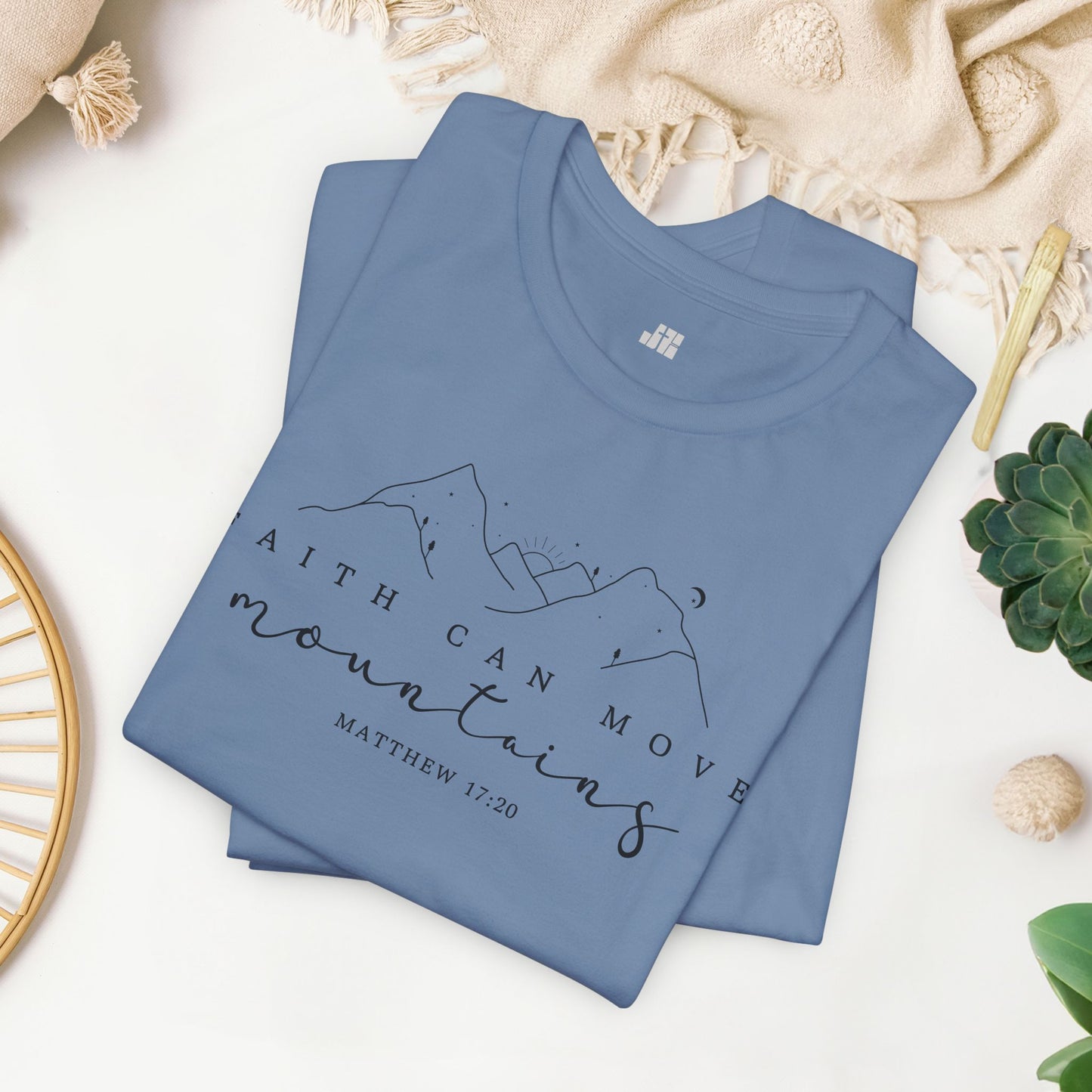 Faith Can Move Mountains Soft Cotton Tee - Matthew 17:20 Bible Verse Shirt