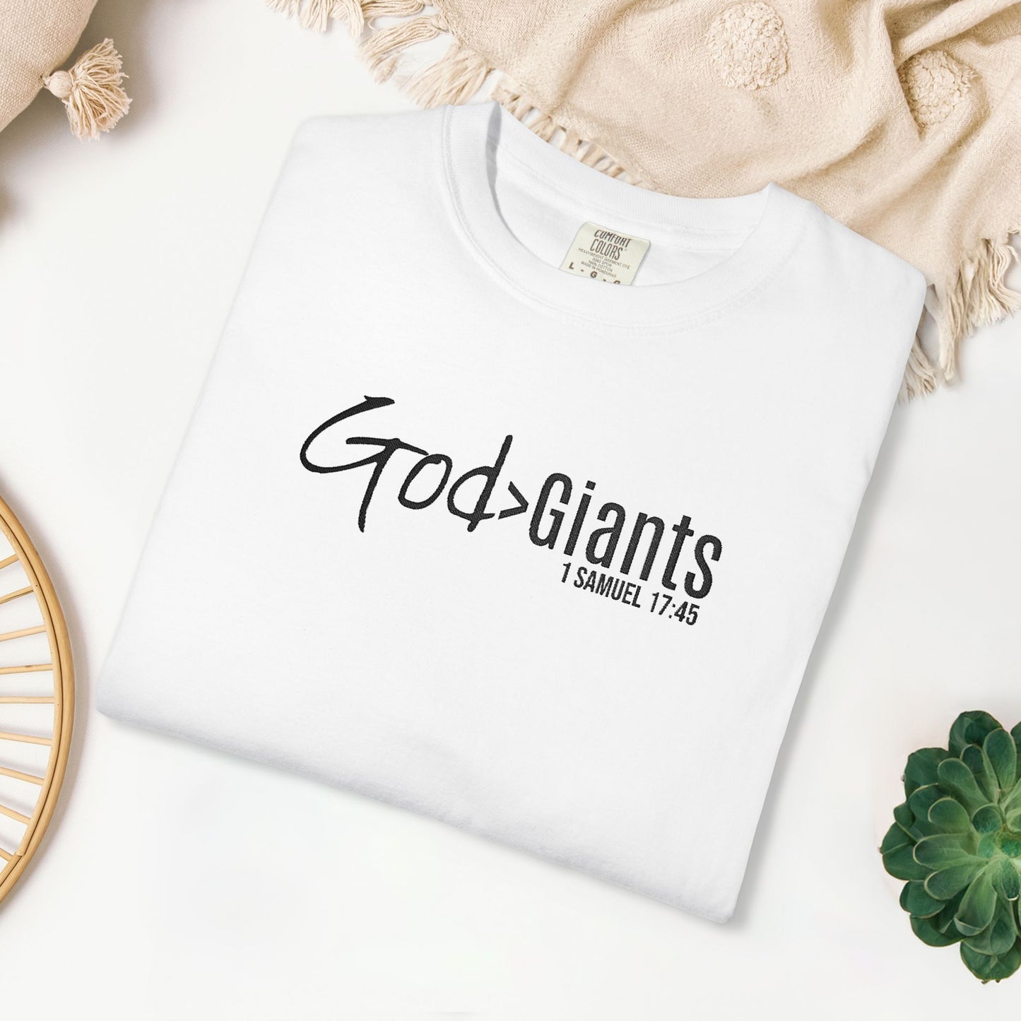 Embroidered God > Giants - 1 Samuel 17:45 Comfort Colors Shirt