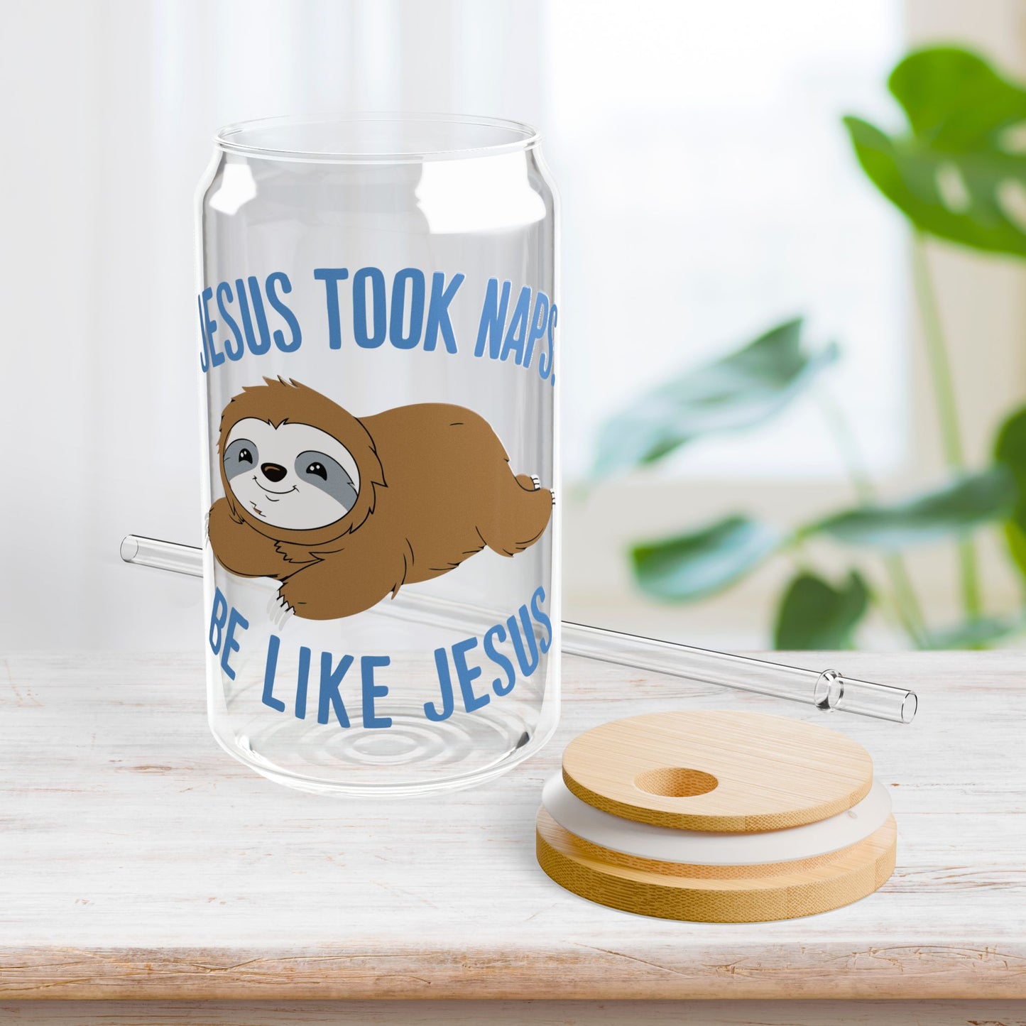 Be Like Jesus Sipper Glass with Bamboo Lid & Straw - 16 oz