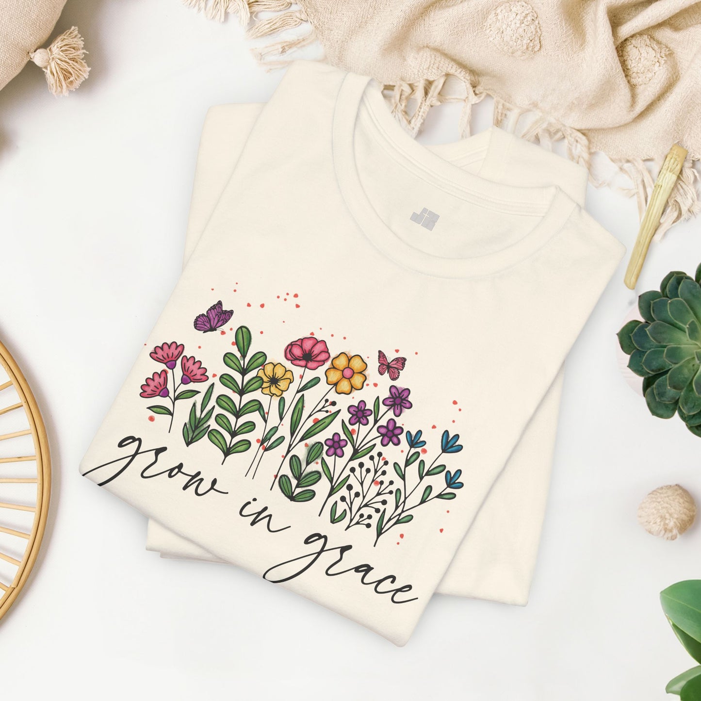 Grow in Grace Bible Verse Soft Cotton Tee