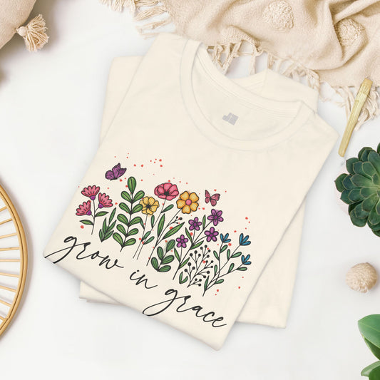 Grow in Grace Bible Verse Soft Cotton Tee