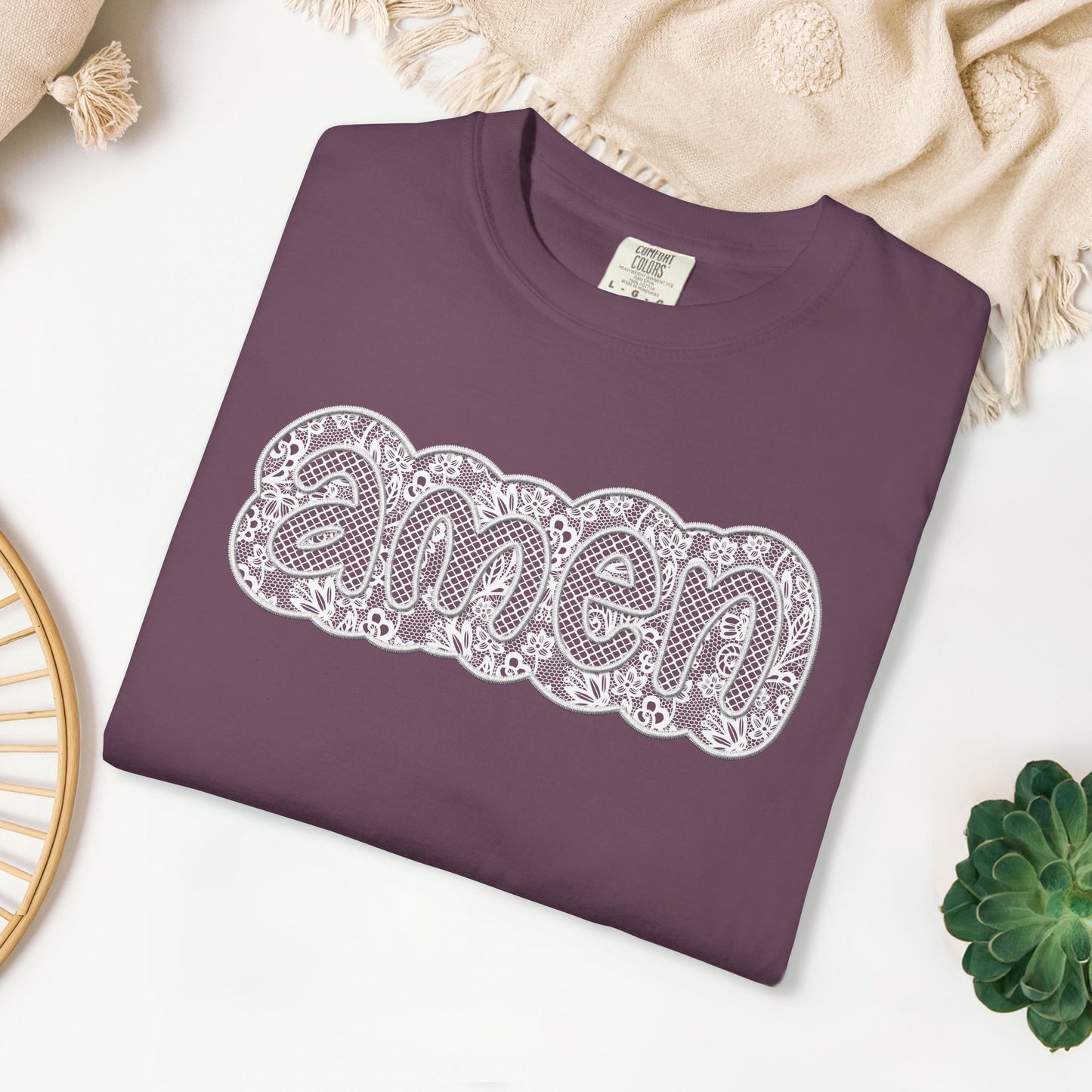 Amen Comfort Colors Shirt - Printed Lace Design