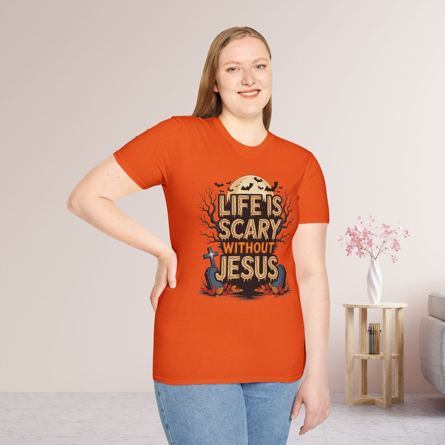 Life is Scary Without Jesus Softstyle T-shirt