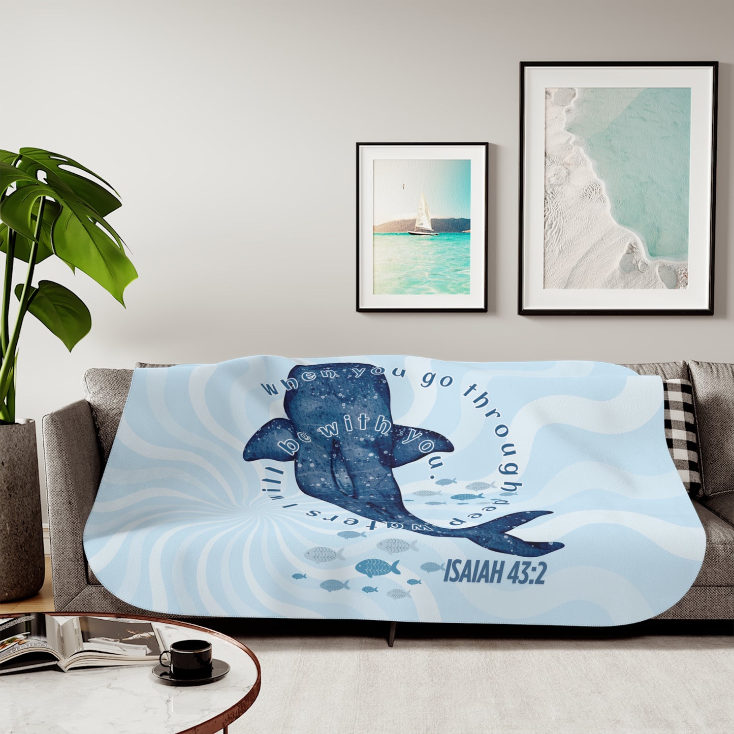 When You Go Through the Deep Waters Sherpa Blanket - 60"x80"
