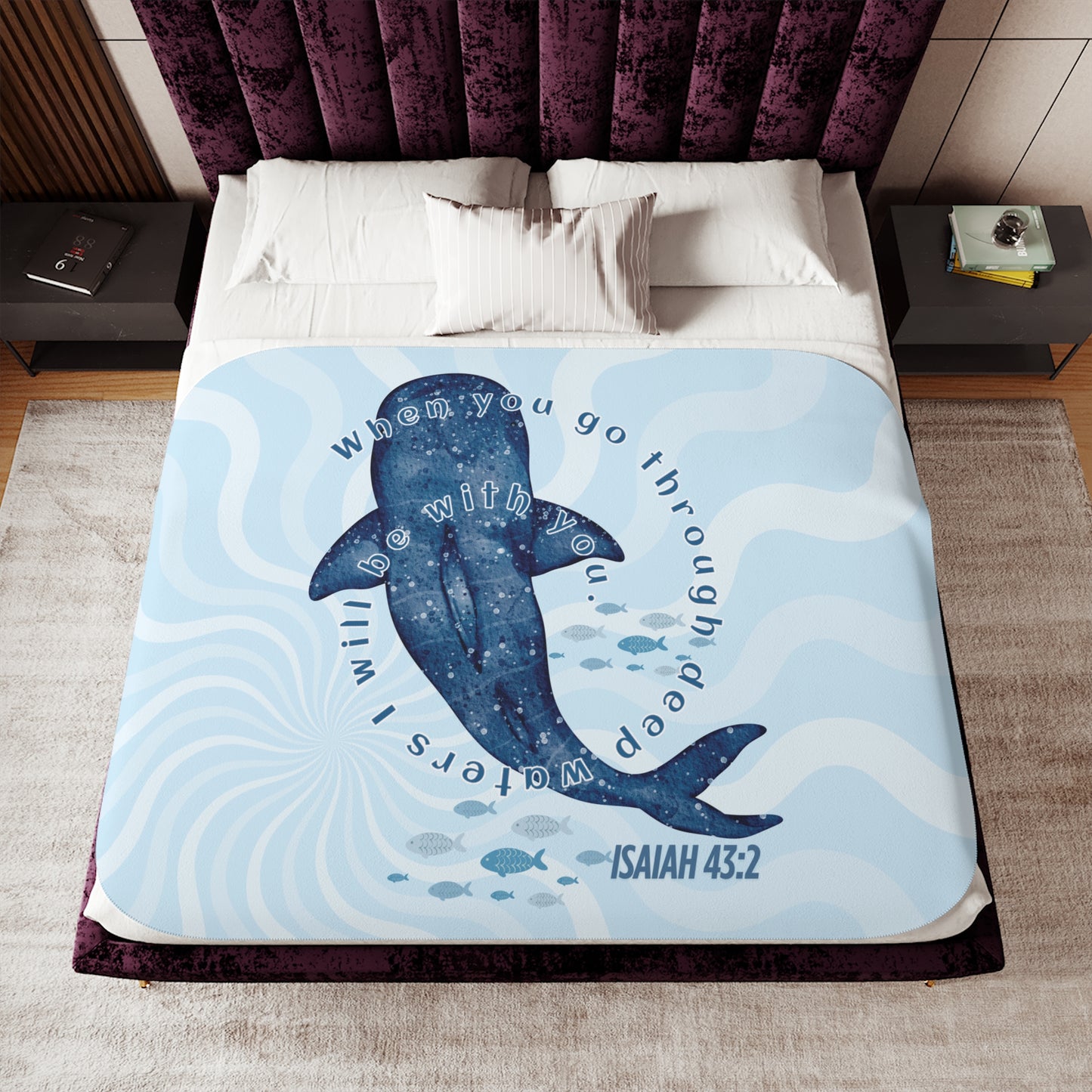 When You Go Through the Deep Waters Sherpa Blanket - 60"x80"