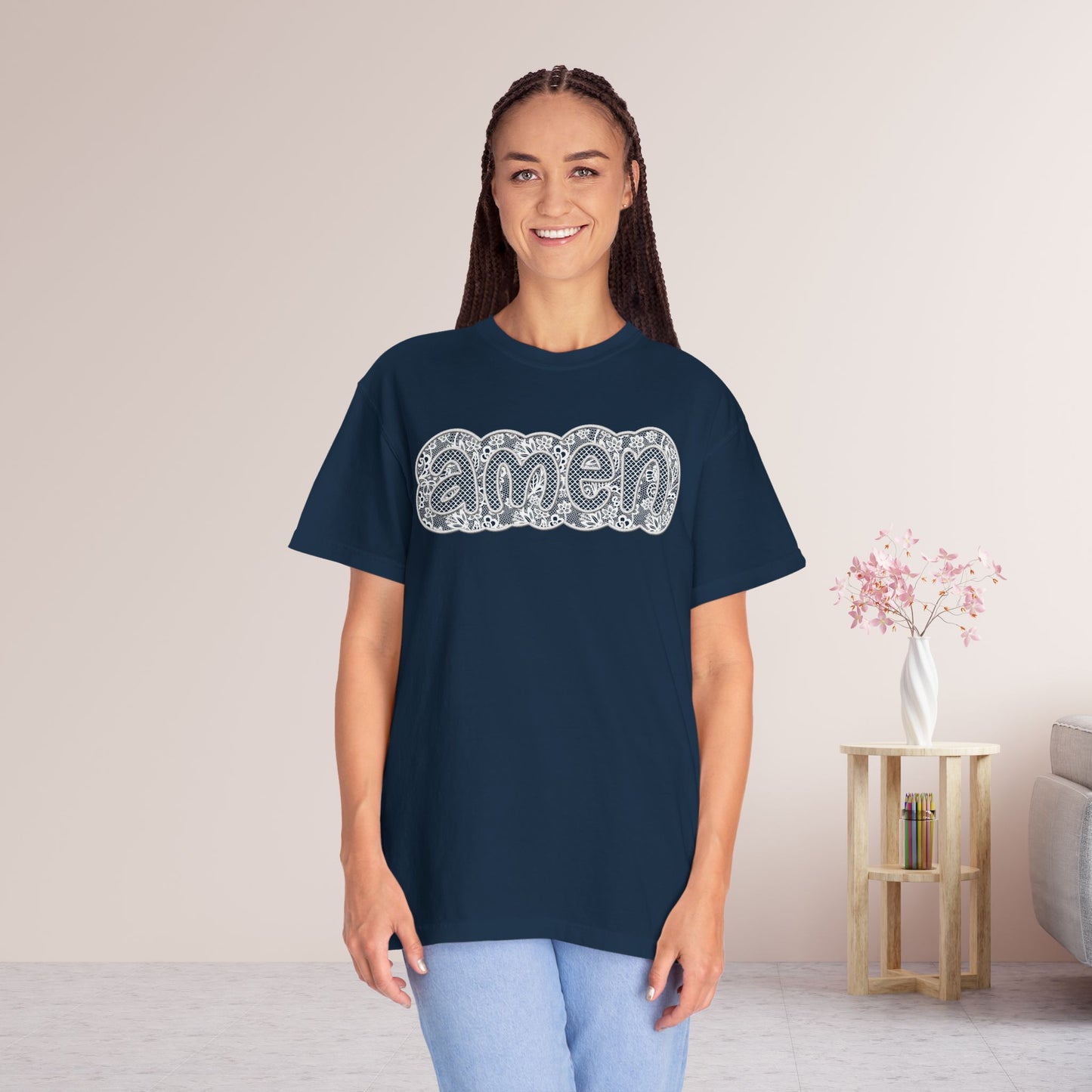 Amen Comfort Colors Shirt - Printed Lace Design