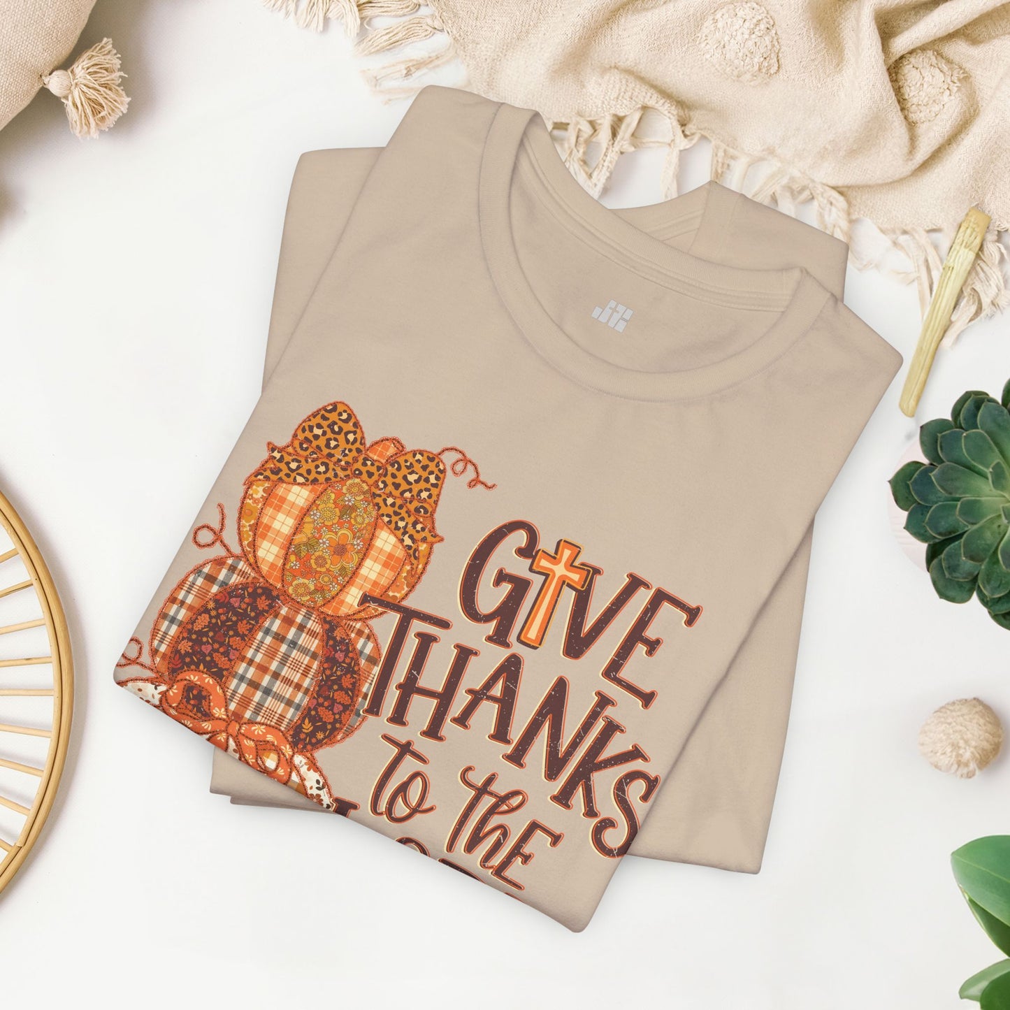 Give Thanks to The Lord Soft Cotton Tee - Fall Christian Tee