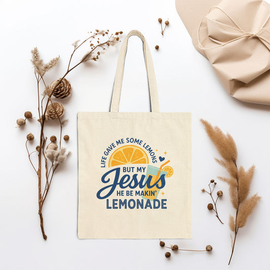 Life Gave Me Lemons But My Jesus Makes Lemonade Canvas Tote Bag