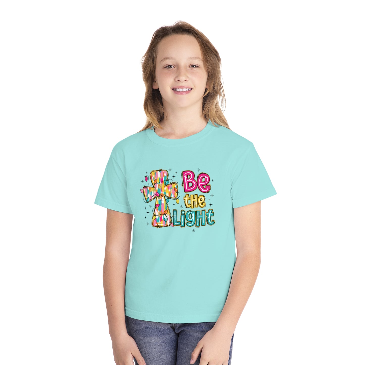 Be the Light Comfort Colors Youth Christmas Shirt