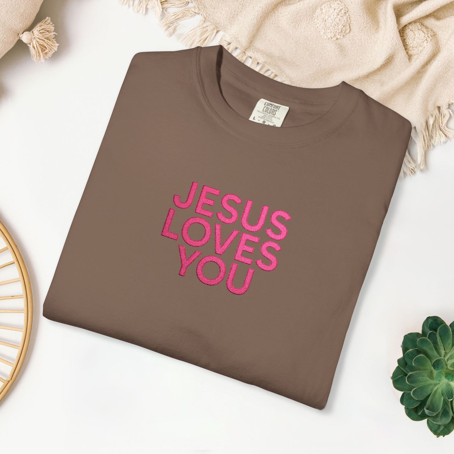 Jesus Loves You Embroidered Comfort Colors Shirt