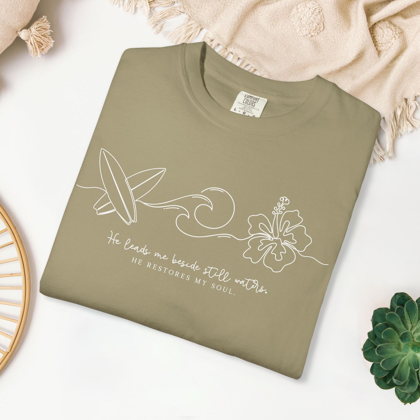 He Leads Me Beside Still Waters Comfort Colors Shirt