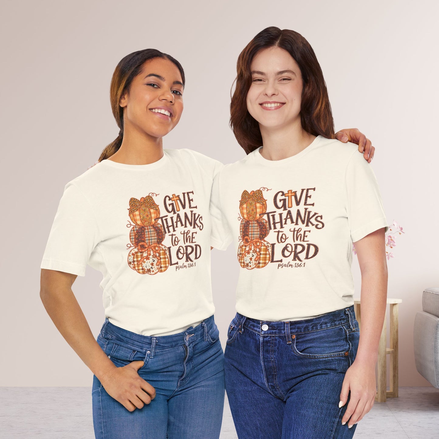 Give Thanks to The Lord Soft Cotton Tee - Fall Christian Tee