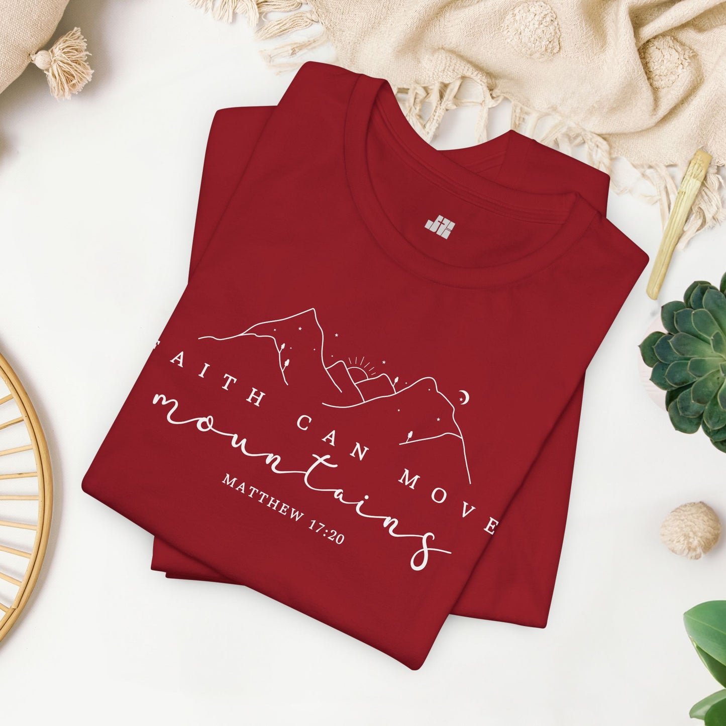 Faith Can Move Mountains Soft Cotton Tee - Matthew 17:20 Bible Verse Shirt