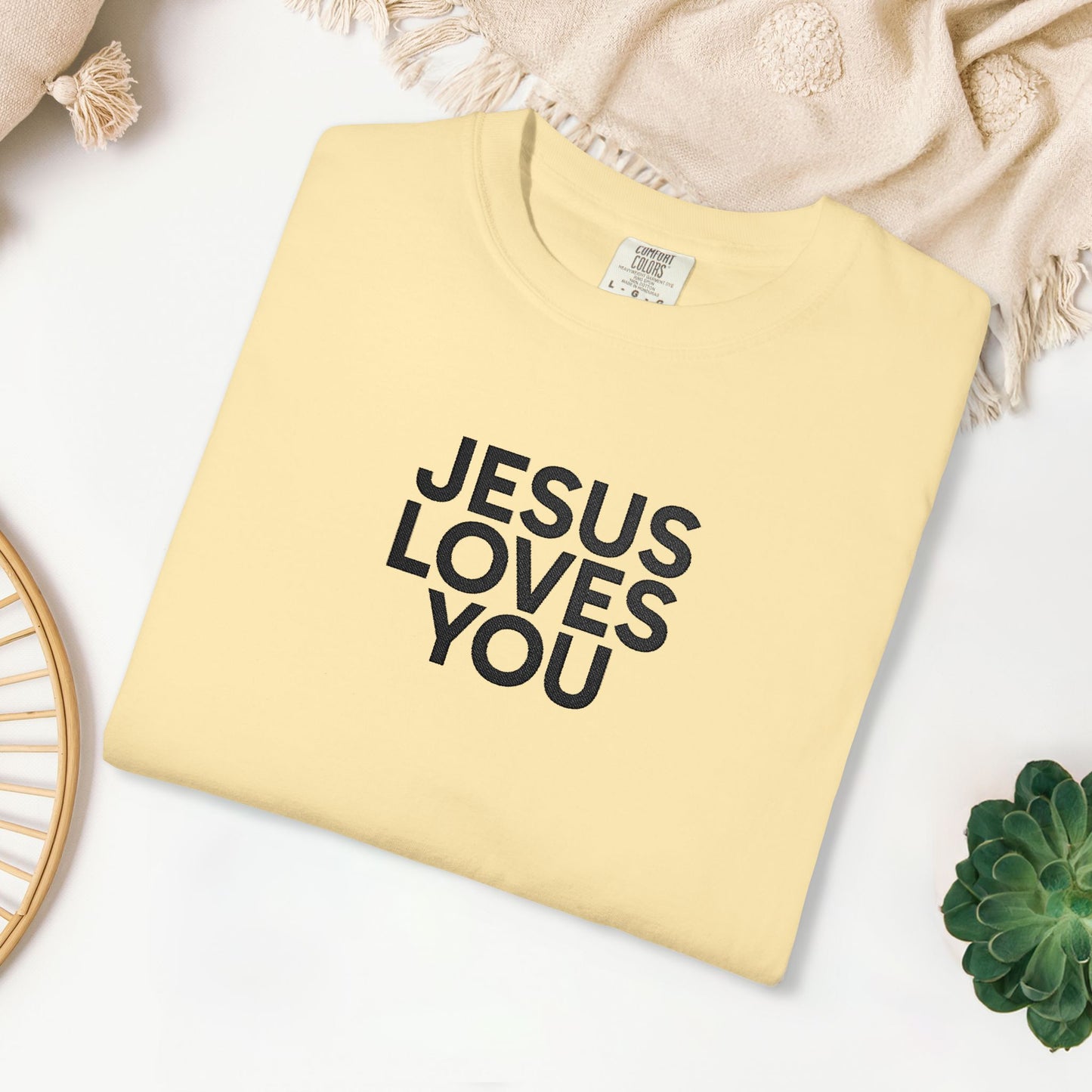 Jesus Loves You Embroidered Comfort Colors Shirt