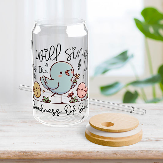 Goodness of God Sipper Glass with Bamboo Lid & Straw - 16 oz