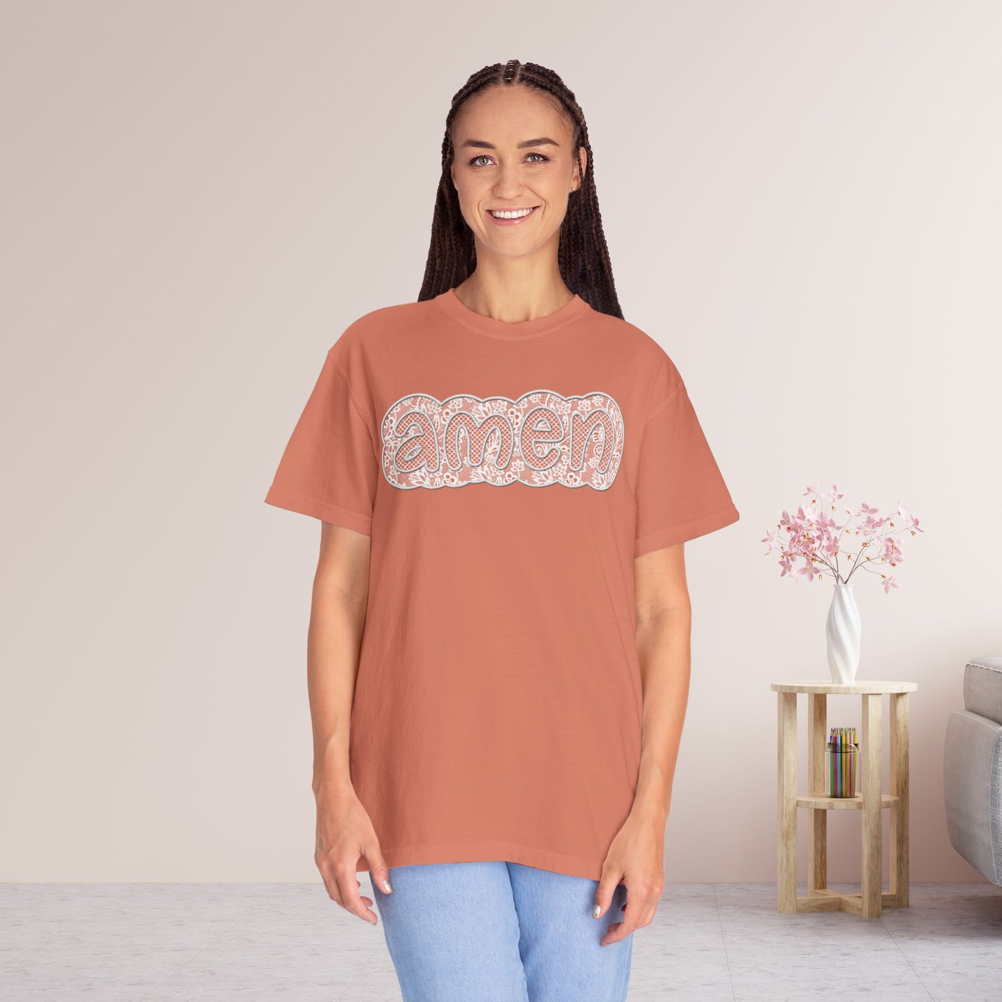 Amen Comfort Colors Shirt - Printed Lace Design