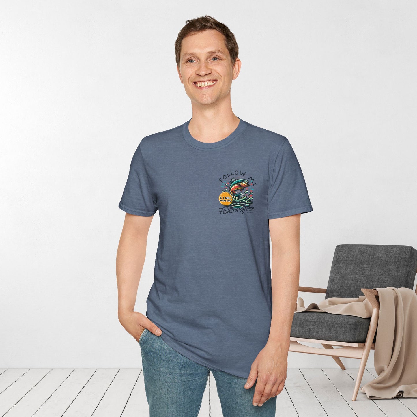 Follow Me Matthew 4:19 Men's Softstyle T-shirt