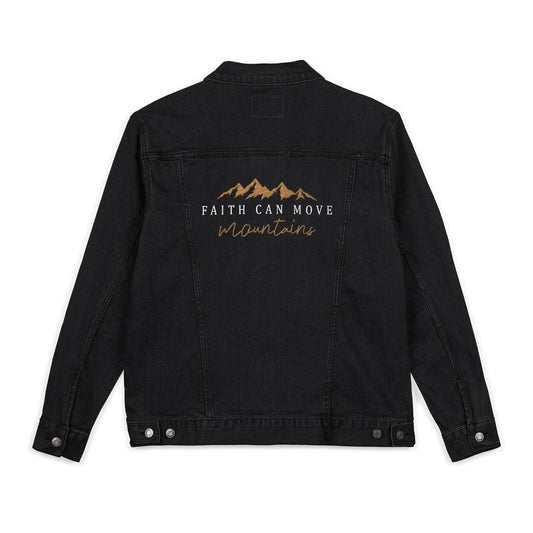 Embroidered Faith Can Move Mountains Unisex Denim Jacket