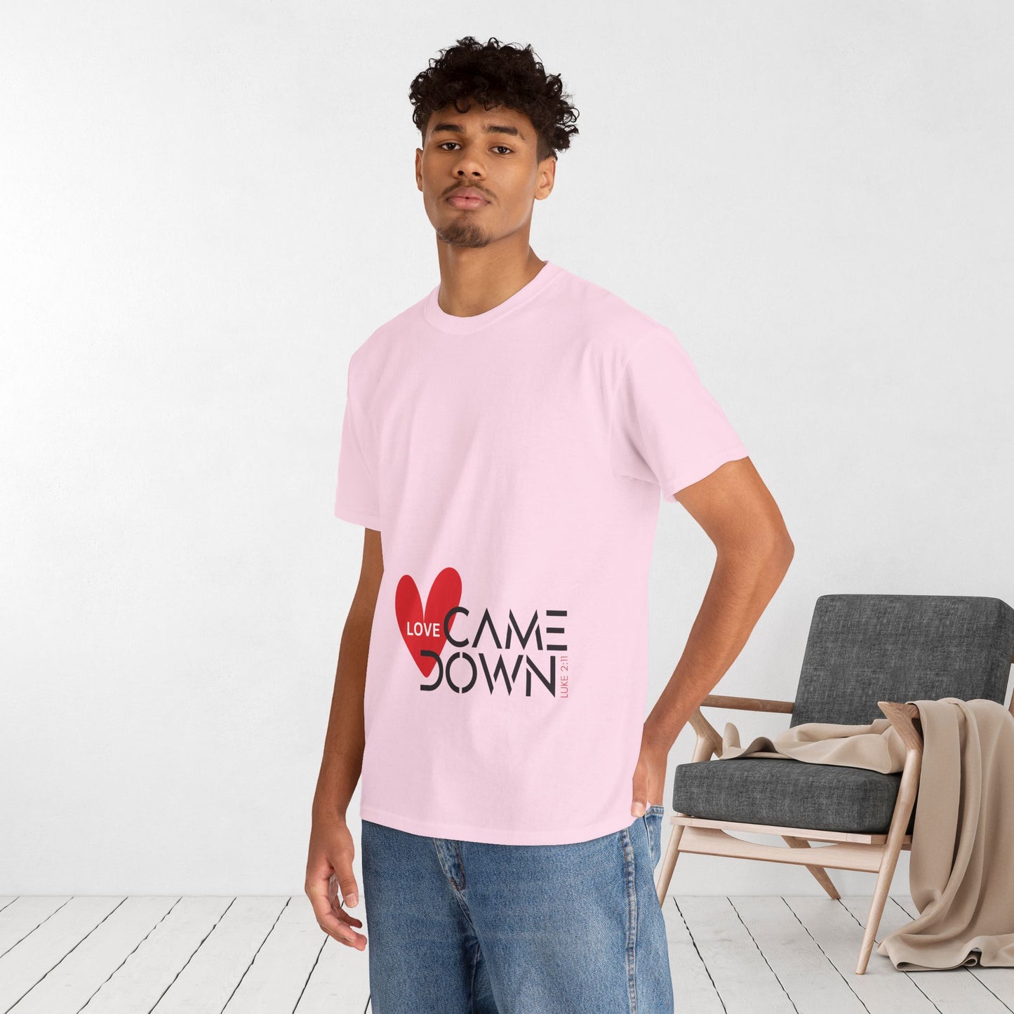 Love Came Down Heavy Cotton Tee - Luke 2:11