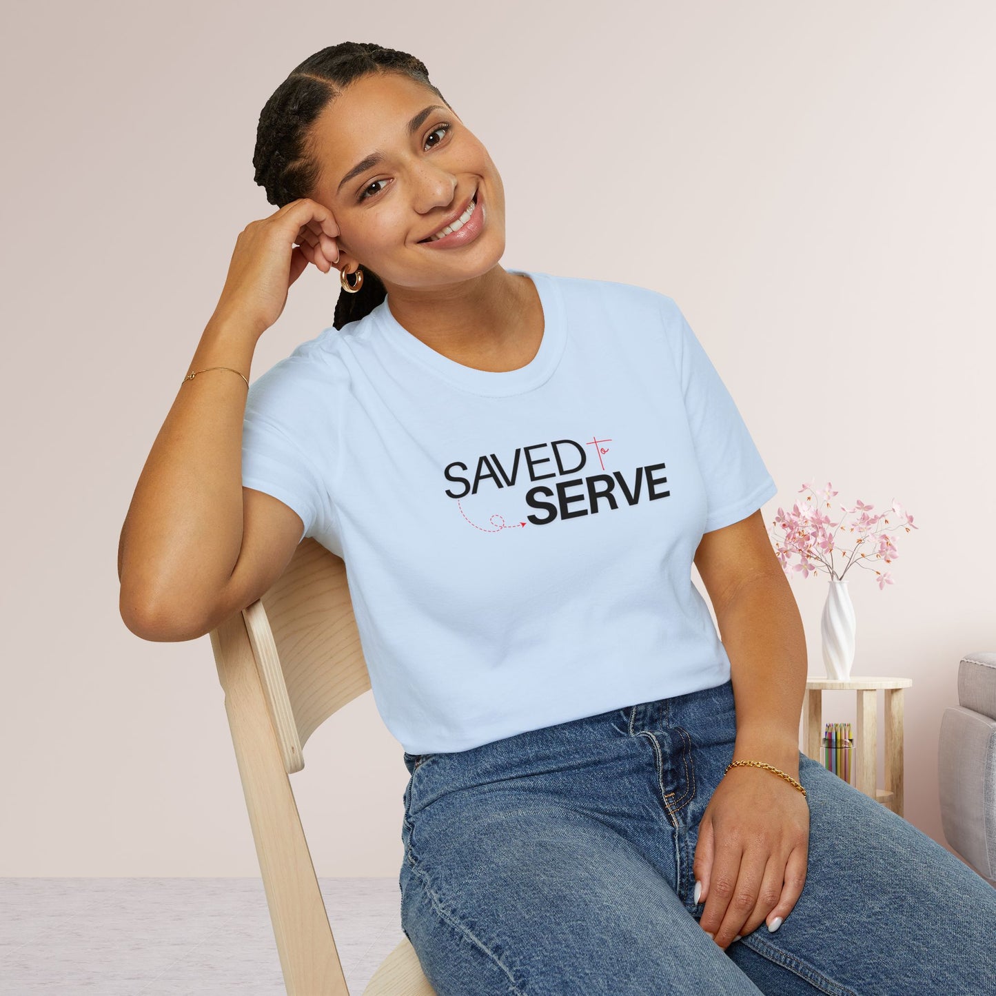 Saved to Serve - We Serve 'Cause We Are Saved Softstyle T-shirt - Trendy  Christian Tee