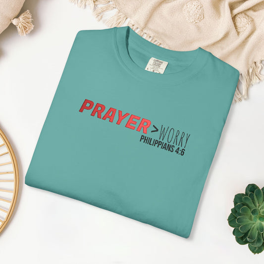 Embroidered Prayer > Worry - Philippians 4:6 Comfort Colors Shirt