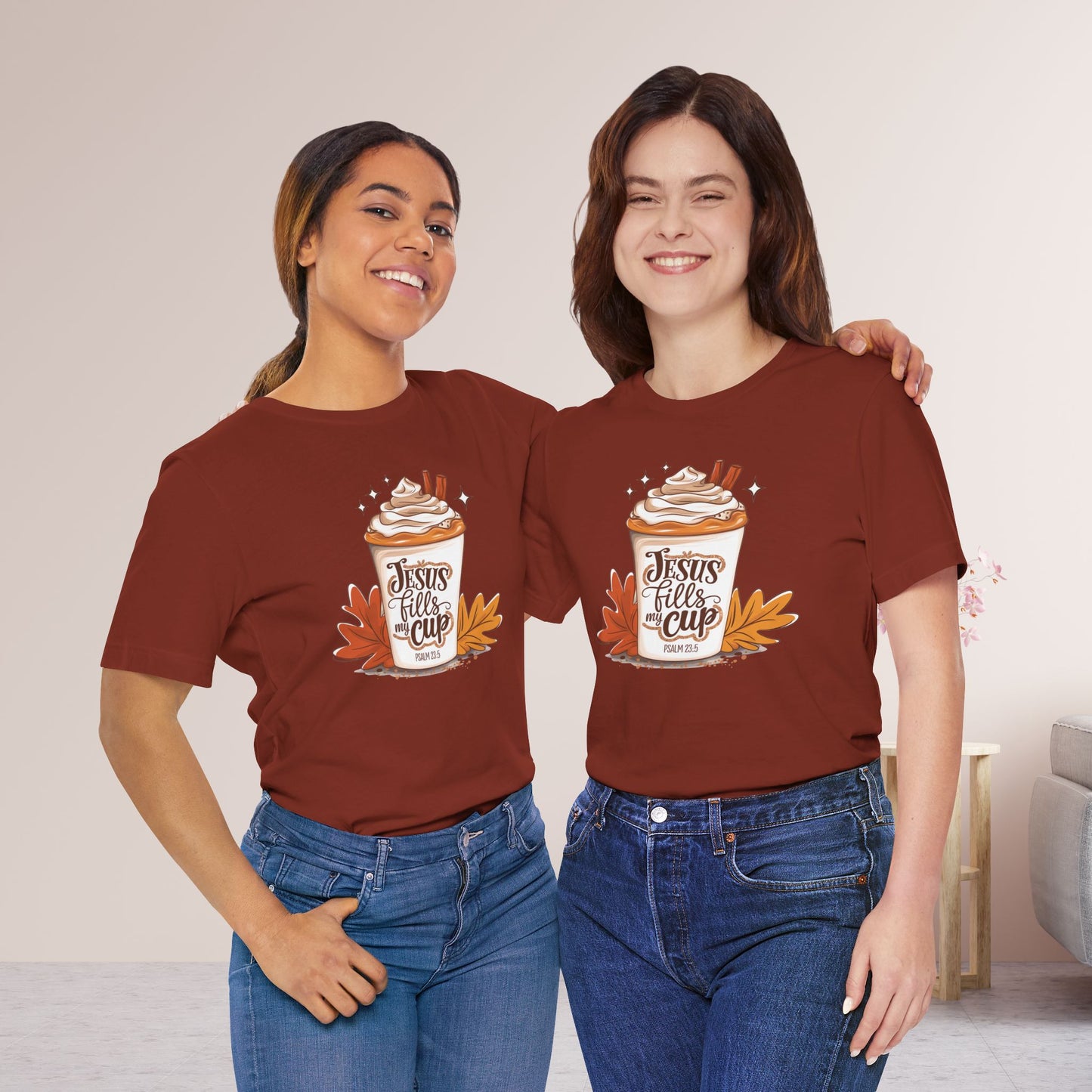 Jesus Fills My Cup Soft Cotton Tee - Fall Christian Tee