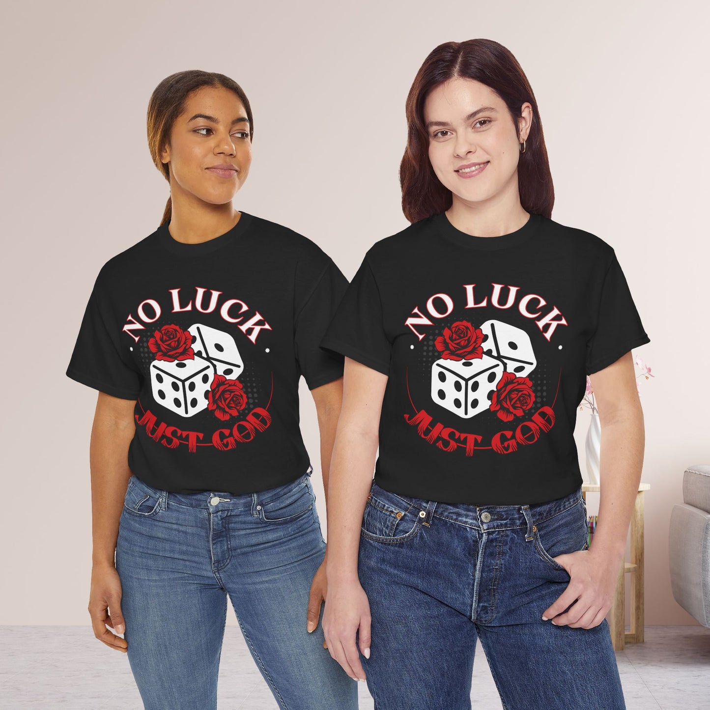 No Luck Just God Heavy Cotton Tee