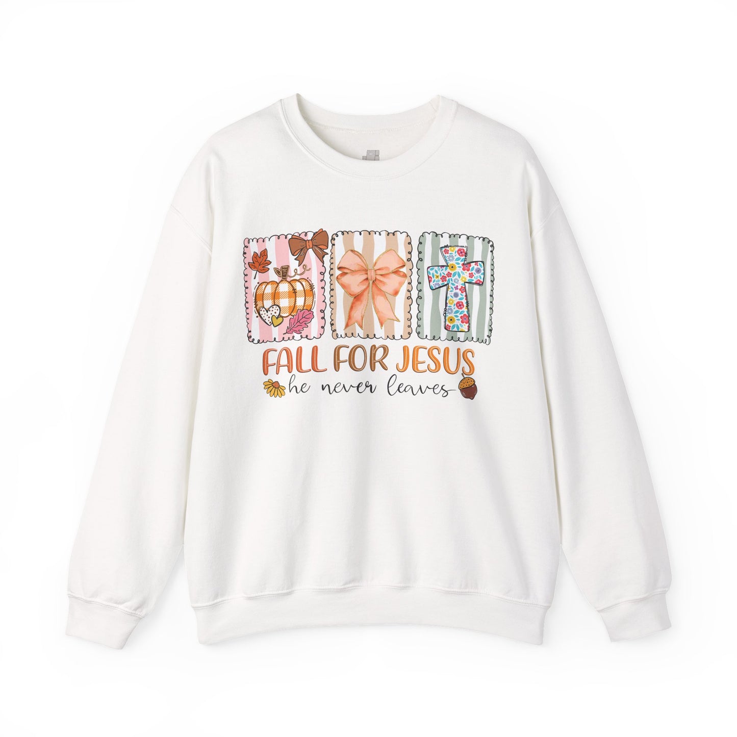 Fall For Jesus He Never Leaves Christian Sweatshirt - Christian Pullover