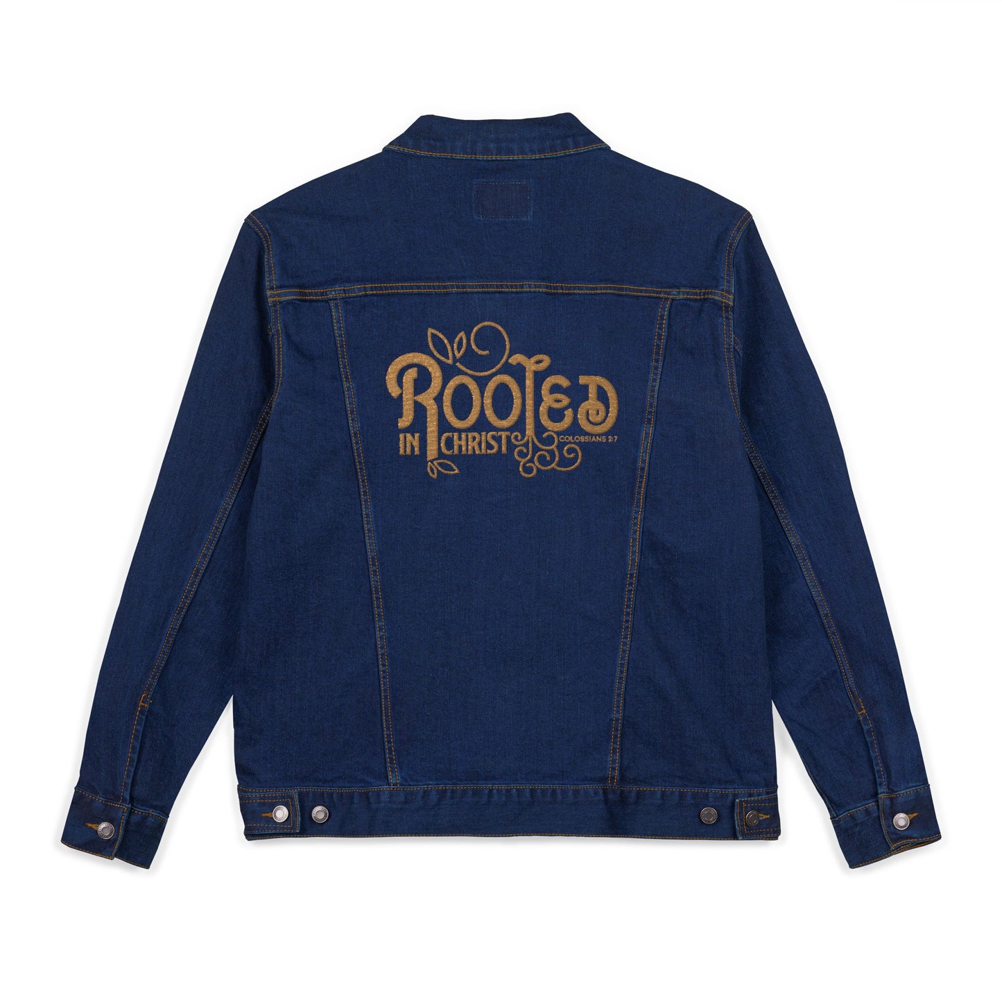 Embroidered Rooted in Christ Unisex Denim Jacket