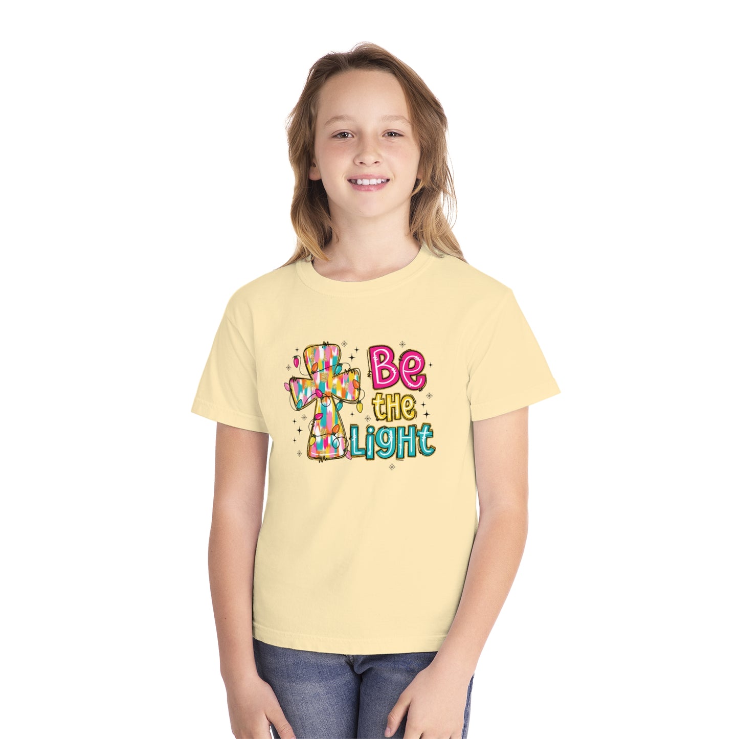 Be the Light Comfort Colors Youth Christmas Shirt